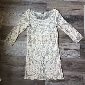 Mahina Hawaii Sheer Embroidered Dress Small